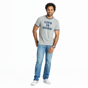 Life is Good. Men's Clean Cooper LIG SS Crusher Tee, Heather Gray