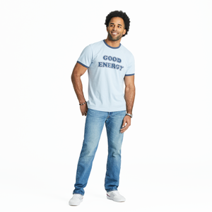 Life is Good. Men's Clean Cooper Good Energy SS Crusher Tee, Glacier Blue