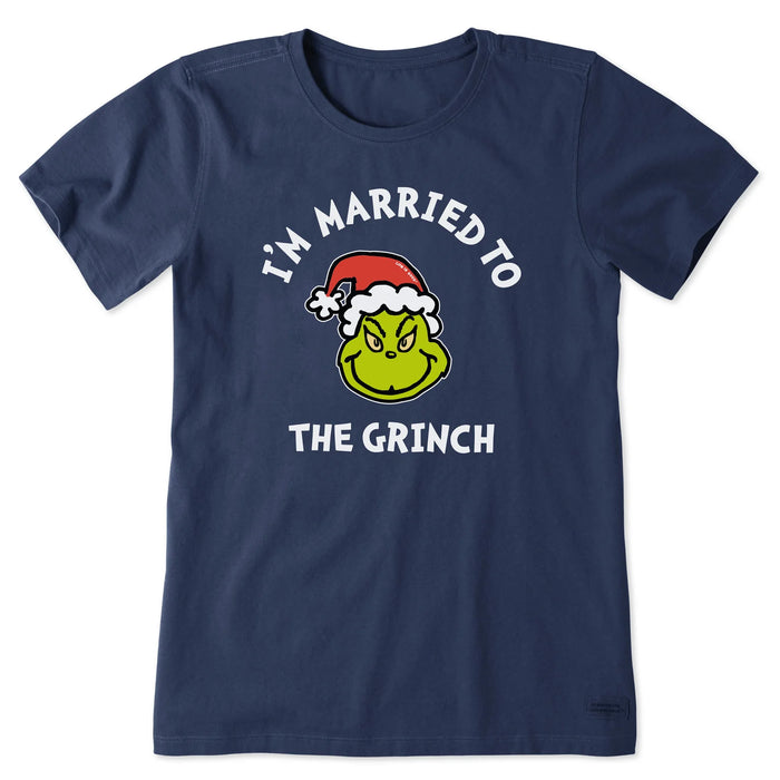 Life is Good. Women's Married to the Grinch Short Sleeve Crusher Tee, Darkest Blue