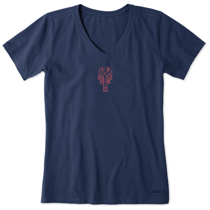 Life is Good. Women's Simple Lobster SS Crusher-LITE Vee, Darkest Blue
