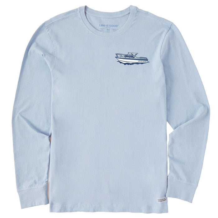 Life is Good. Men's Boats Well With Others LS Crusher Tee, Glacier Blue