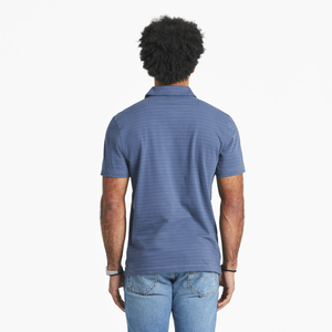 Life is Good. Men's Solid SS Striped Crusher-Lite Polos, Darkest Blue