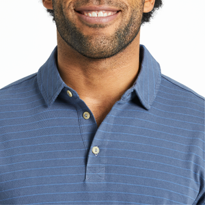 Life is Good. Men's Solid SS Striped Crusher-Lite Polos, Darkest Blue