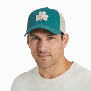 Life is Good Celtic Clover Trucker Clean Hat, Spruce Green