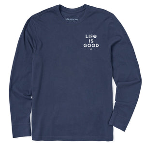 Life is Good. Men's Realaxed Dog Friends Shapes & Sizes Long Sleeve Crusher Tee, Darkest Blue
