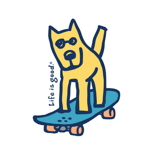 Life is Good. Rocket Skateboard Die Cut Sticker, Cloud White