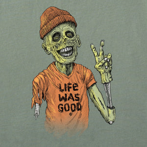 Life is Good. Men's Life Was Good Zombie Long Sleeve Crusher Tee, Moss Green