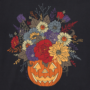 Life is Good. Women's Jack O Lantern Florals LS Crusher Tee, Faded Black