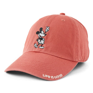 Life is Good Clean Steamboat Willie Peace Mini Branded Chill Cap, Faded Red