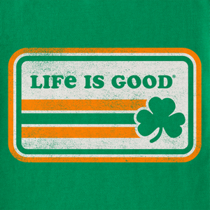 Life is Good. Women's Stripe Clover Crusher Tee, Kelly Green