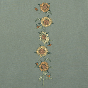 Life is Good. Women's Fall Sunflowers LS Crusher Tee, Moss Green