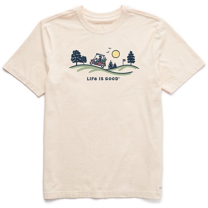 Life is Good. Men's Vintage Golf Cart Vista SS Crusher Tee, Putty White