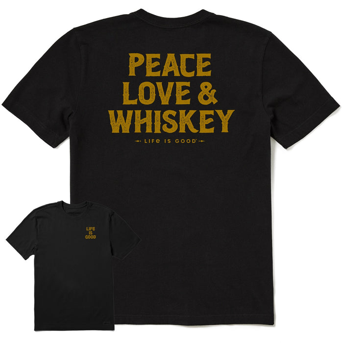 Life is Good. Men's Wordsmith Crafty Whiskey SS Crusher Tee, Jet Black