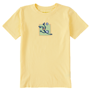 Life is good. Kids Vintage Jake Soccer Crusher Tee, Sandy Yellow