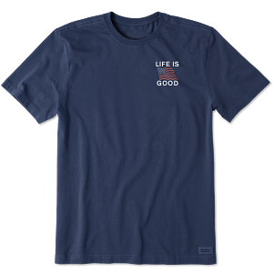 Life is Good. Men's Flag LIG Crusher tee, Darkest Blue