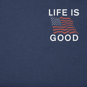 Life is Good. Men's Flag LIG Crusher tee, Darkest Blue