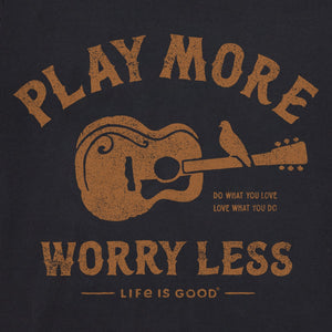 Life is Good. Men's Crafty Guitar Play More SS Crusher Tee, Jet Black