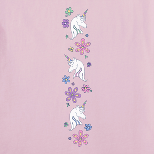 Life is Good. Toddler Unicorn Flowers LS Crusher Tee, Seashell Pink