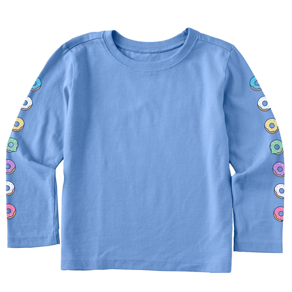 Life is Good. Toddler Donuts LS Crusher Tee, Cornflower Blue