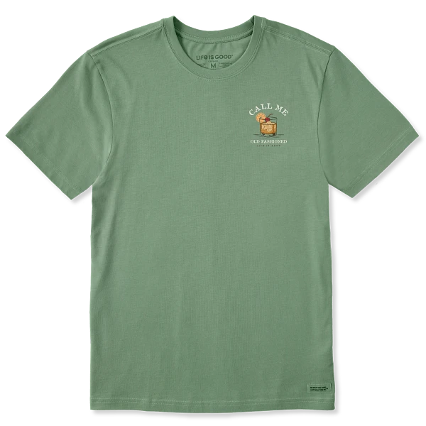 Life is Good. Men's Call Me Old Fashioned Short Sleeve Crusher Tee, Granite Green