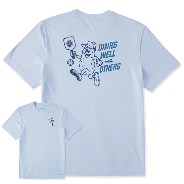 Life is Good. Men's Dinks Well Short Sleeve Crusher Tee, Glacier Blue