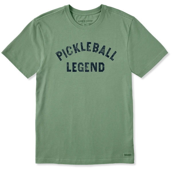 Life is Good. Men's Pickleball Legend Short Sleeve Crusher Tee, Granite Green