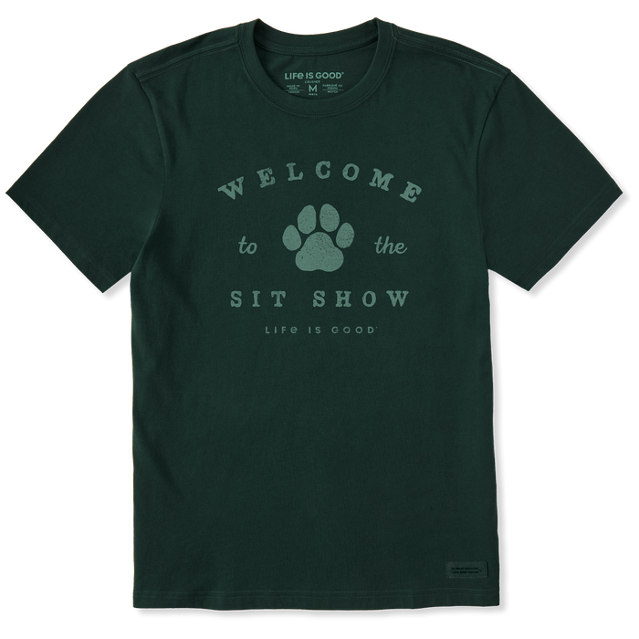 Life is Good. Men's Welcome To The Sit Show Short Sleeve Crusher Tee, Treeline Green