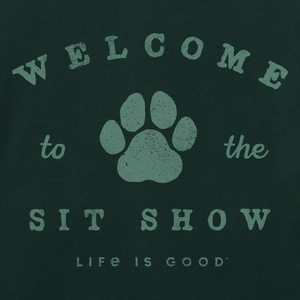 Life is Good. Men's Welcome To The Sit Show Short Sleeve Crusher Tee, Treeline Green