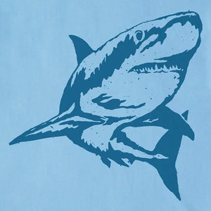 Life is Good. Men's Crafty Shark Short Sleeve Crusher Tee, Cool Blue