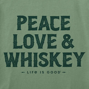 Life is Good. Men's Wordsmith Whiskey Short Sleeve Crusher Tee, Granite Green