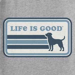 Life is Good. Men's Black Lab Stripes Short Sleeve Crusher Tee, Heather Gray