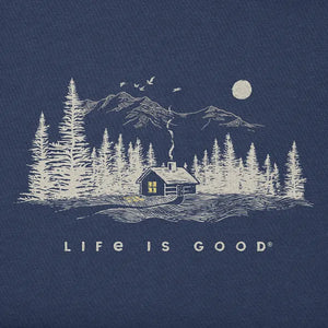 Life is Good. Men's Cabin Escape Long Sleeve Crusher Tee, Darkest Blue