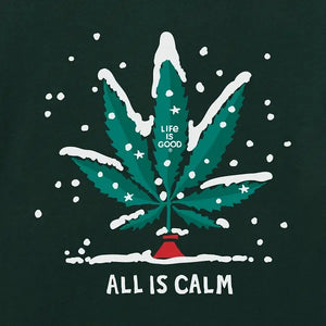 Life is Good. Men's All is Calm Long Sleeve Crusher Tee, Treeline Green