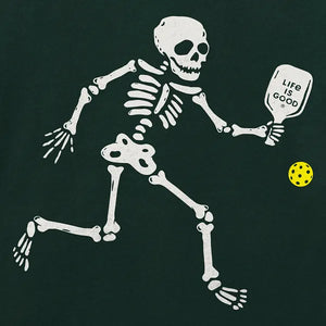 Life is Good. Men's Pickle Skeleton Long Sleeve Crusher Tee, Treeline Green