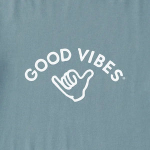 Life is Good. Men's Good Vibes Shaka Long Sleeve Crusher Tee, Smoky Blue