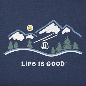 Life is Good. Men's Ski Lift Vista Long Sleeve Crusher Tee, Darkest Blue
