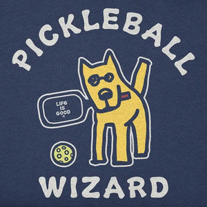 Life is Good. Men's Rocket Pickleball Wizard Long Sleeve Crusher Tee, Darkest Blue