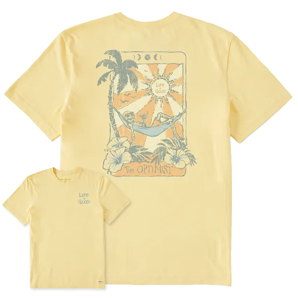 Life is Good. Men's Optimist Tarot Card Short Sleeve Crusher-LITE Tee, Sandy Yellow