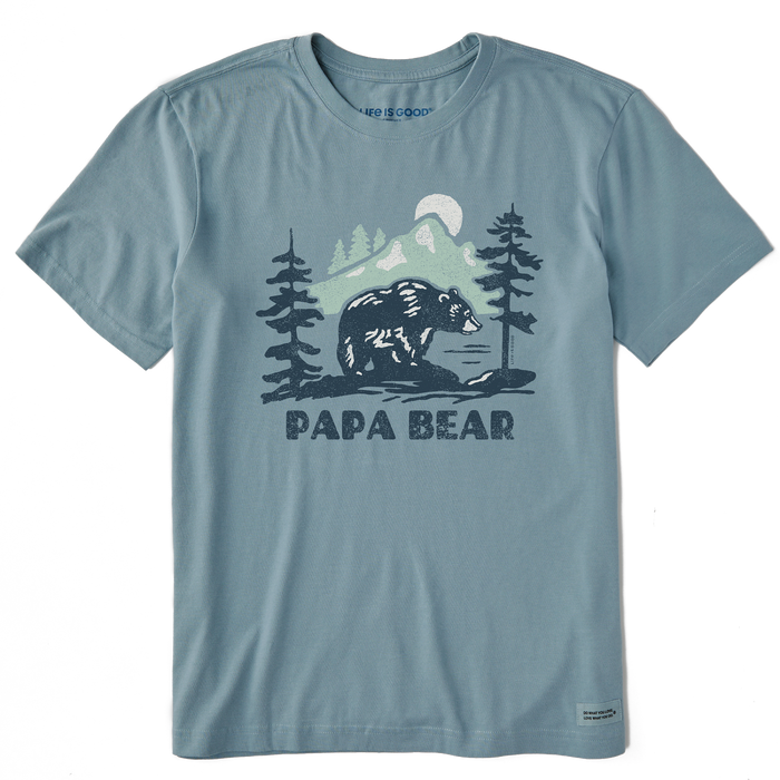 Life is Good. Men's Papa Bear Mountain Short Sleeve Crusher-LITE Tee, Smoky Blue