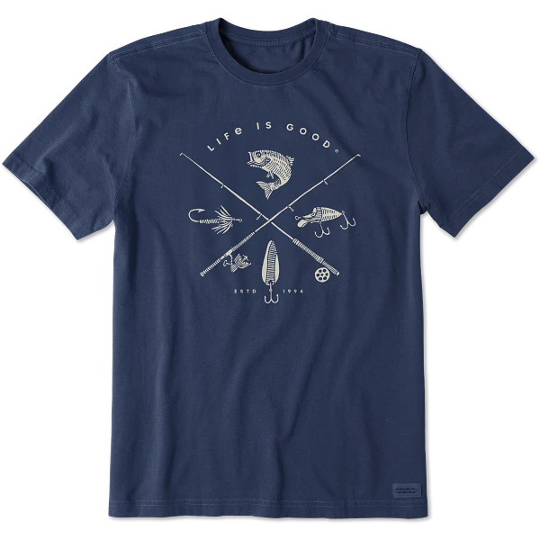 Life is Good. Men's Freshwater Fish Short Sleeve Crusher-LITE Tee, Darkest Blue