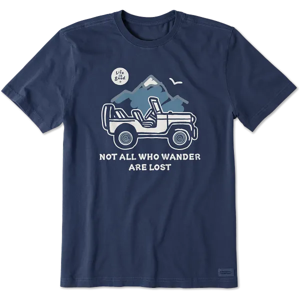 Life is Good. Men's Not All Who Wander Are Lost Crusher-LITE Tee, Darkest Blue
