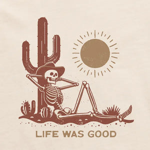 Life is Good. Men's Life was Good Cowboy Skull Short Sleeve Crusher-LITE Tee, Putty White