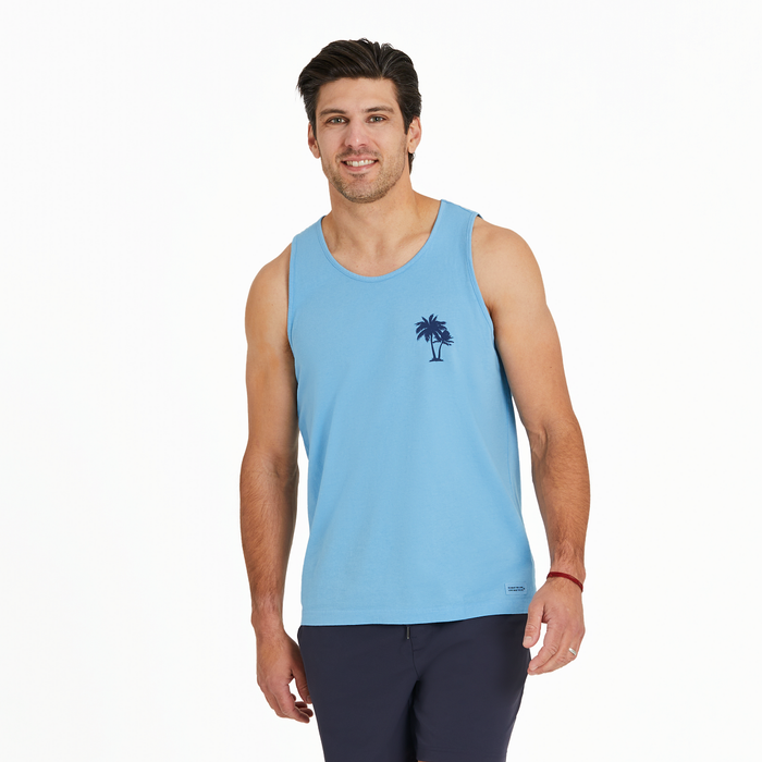 Life is Good. Men's Beachy Palms Crusher-LITE Tank, Cool Blue