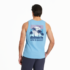 Life is Good. Men's Beachy Palms Crusher-LITE Tank, Cool Blue