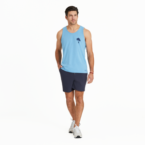 Life is Good. Men's Beachy Palms Crusher-LITE Tank, Cool Blue