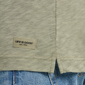 Life is Good. Men's Crafty Positive Slub Slim Fit Tee, Moss Green