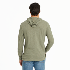 Life is Good. Men's Crafty '94 Mallard Hooded Slub Tee, Moss Green