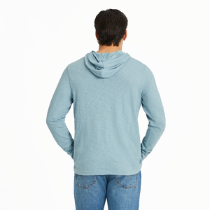 Life is Good. Men's Art of Optimism Hooded Slub Tee, Smoky Blue