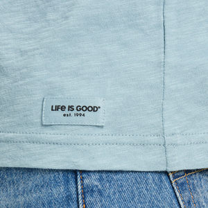 Life is Good. Men's Art of Optimism Hooded Slub Tee, Smoky Blue