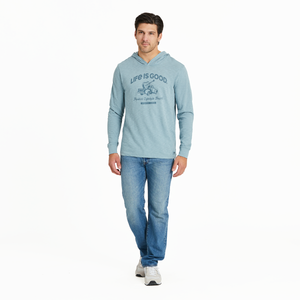 Life is Good. Men's Art of Optimism Hooded Slub Tee, Smoky Blue